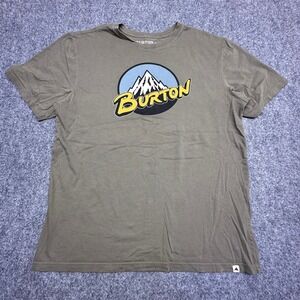 Burton Graphic T-Shirt XL Olive Green Mountain Logo Short Sleeve Tee